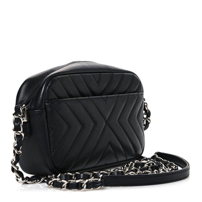 Chanel Calfskin Diagonal Chevron Quilted Tassel Camera Case Black 3 of 10