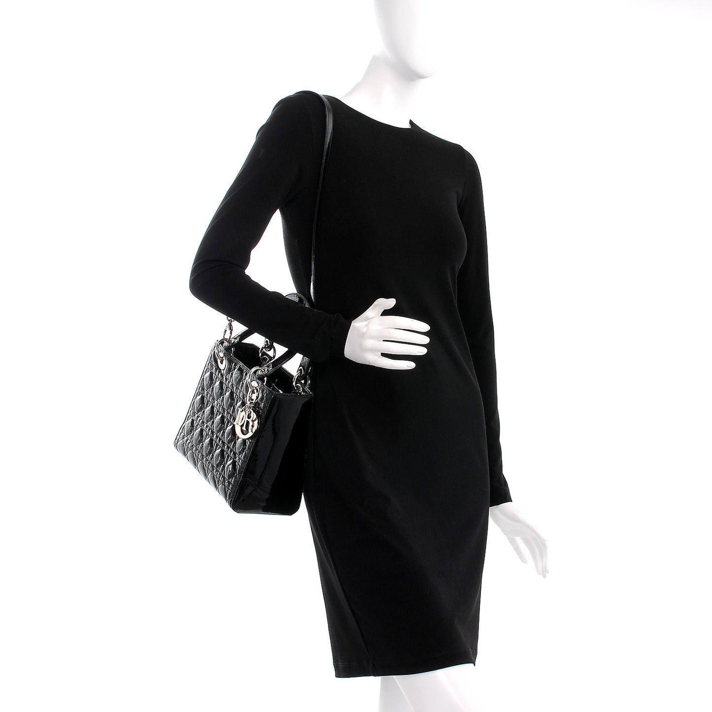Patent Cannage Medium Lady Dior Black