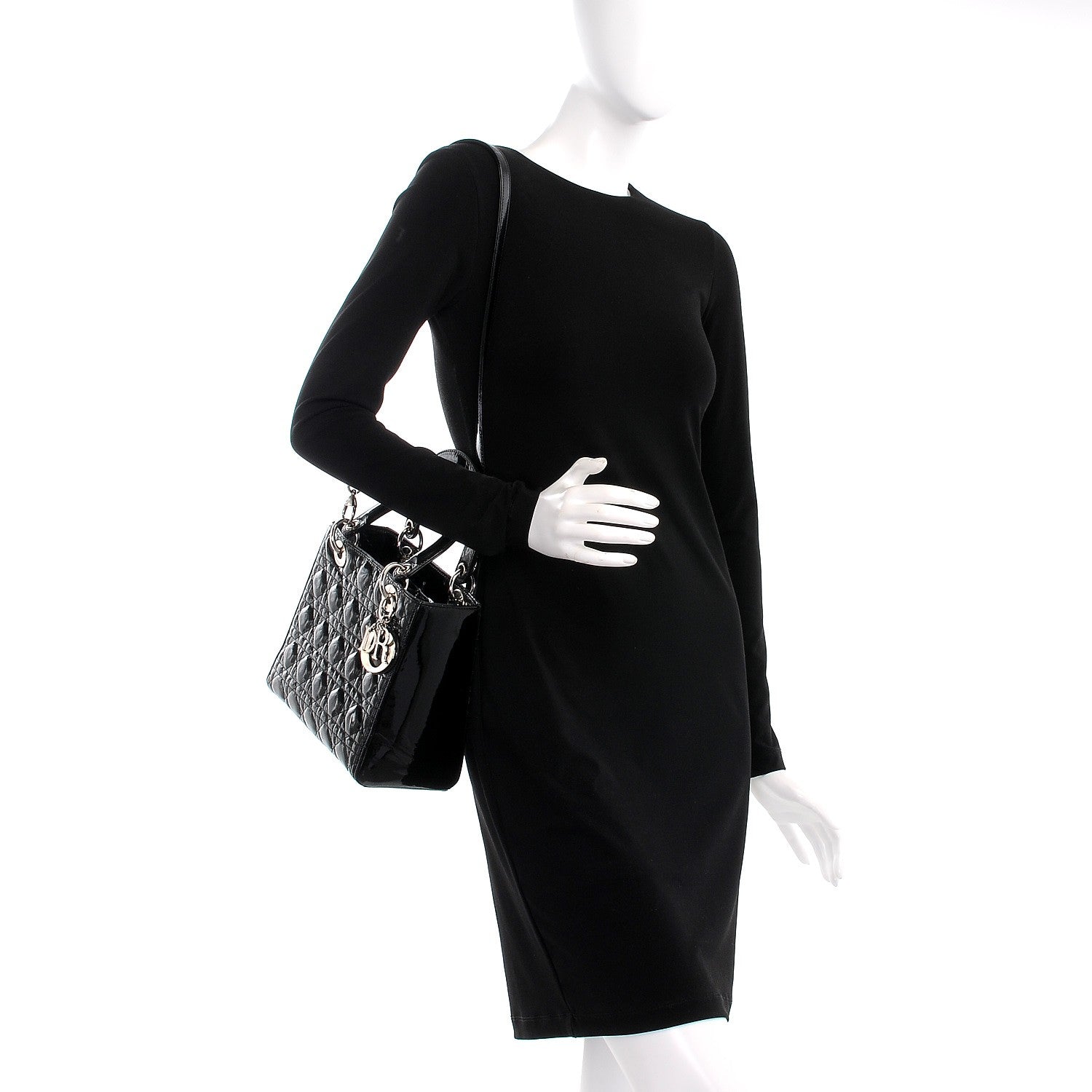 Christian Dior Patent Cannage Medium Lady Dior Black 3 of 14