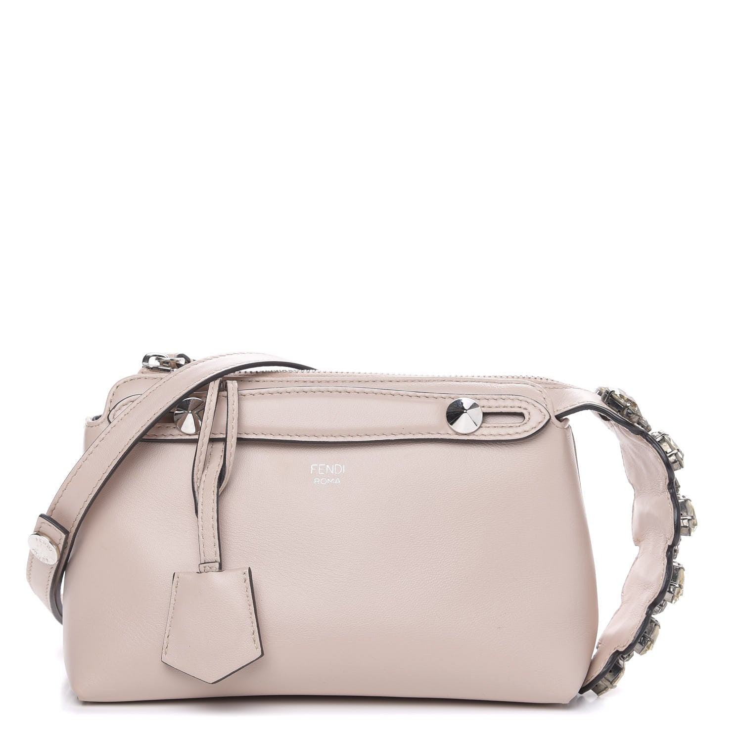 Fendi Shiny Nappa Crystal Croc Tail Mini By The Way Boston Bag Soap Smoky Quartz 1 of 11