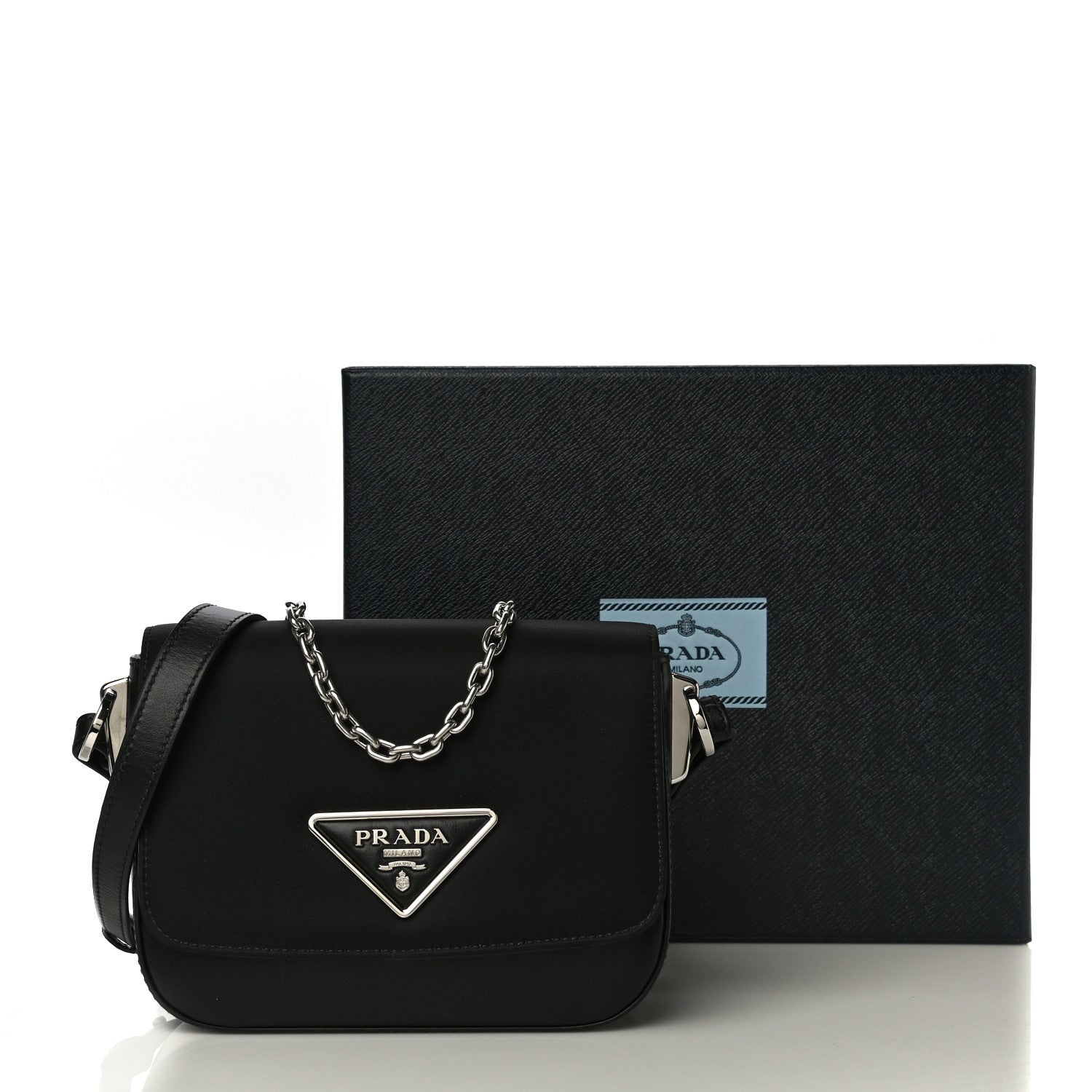 Prada Nylon Calfskin Identity Shoulder Bag Black 11 of 11