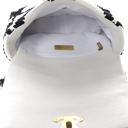 Chanel Calfskin Crochet Medium 19 Flap White Black 4 of 9