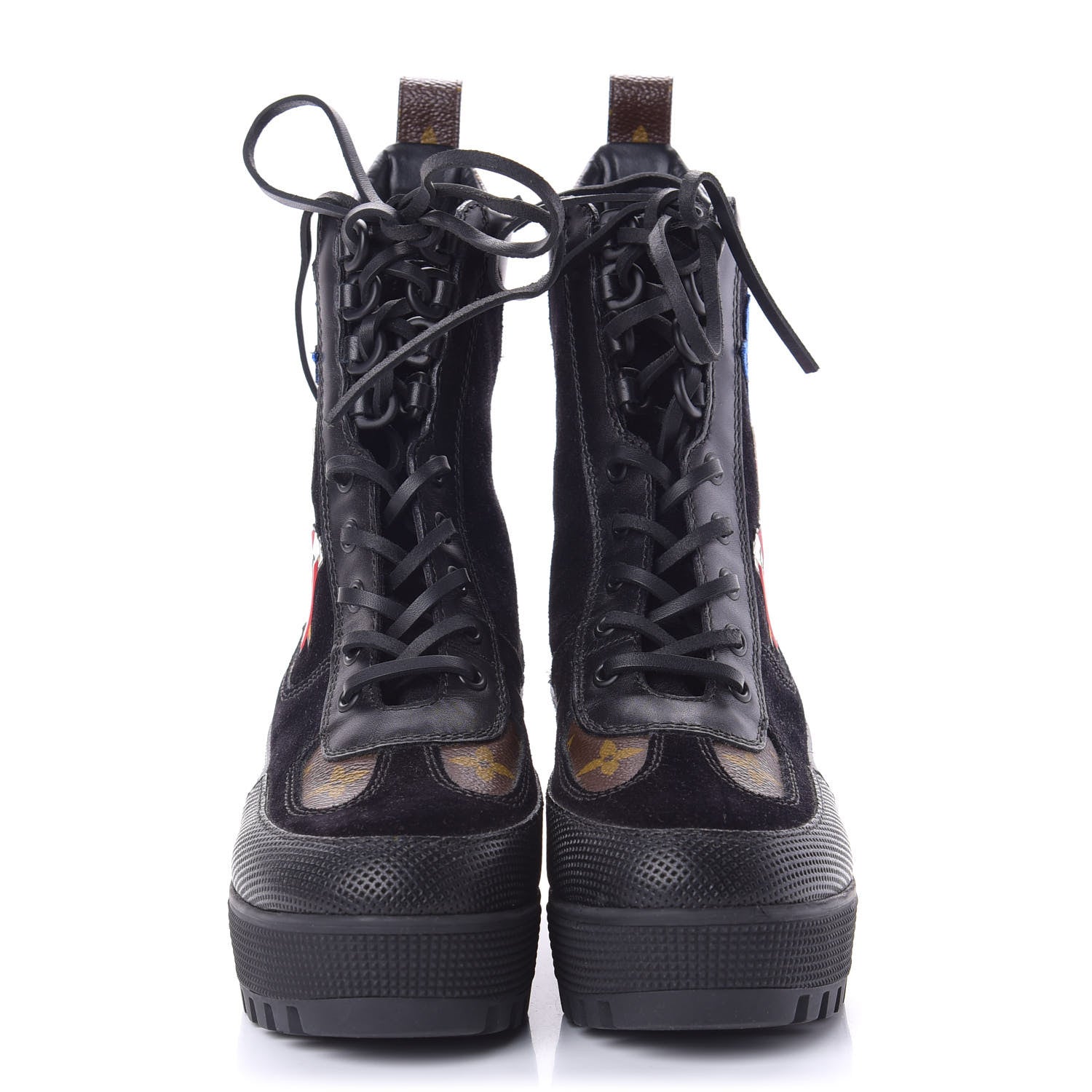 Louis Vuitton Suede Calfskin Monogram LV Black Heart Laureate Platform Desert Boots 36 Black 2 of 8