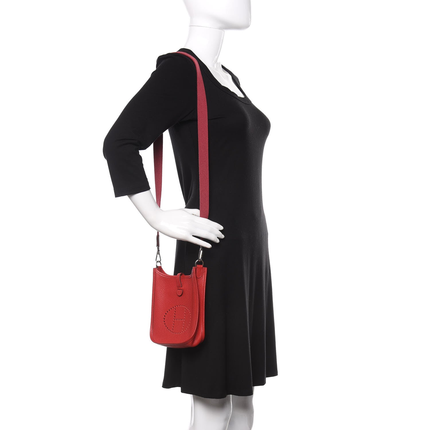 Hermes Taurillon Clemence Evelyne TPM Rouge Casaque 2 of 11