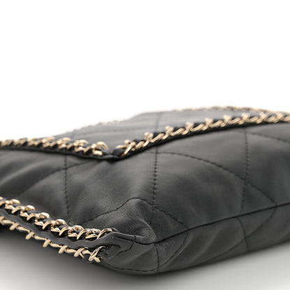 Chanel Calfskin Quilted Chain Flat Tote Black 9 of 10