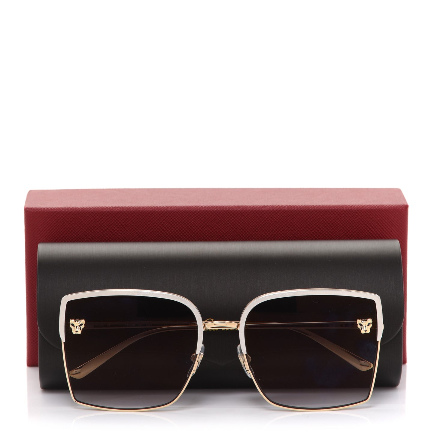 Panthere De Cartier Square Sunglasses Gold