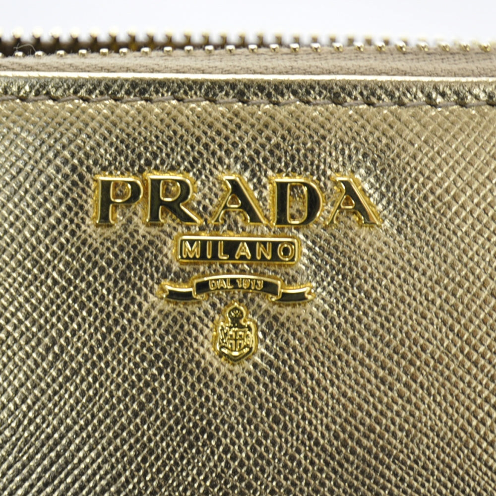 Prada Saffiano Zip Around Wallet Platino 5 of 7