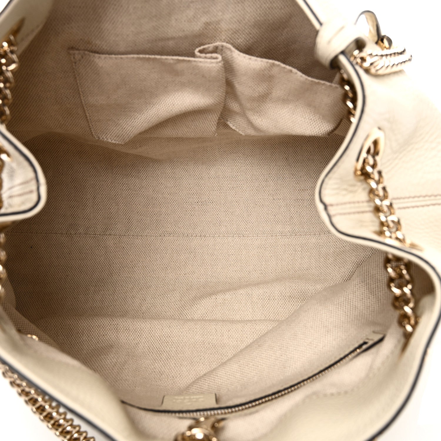 Gucci Pebbled Calfskin Medium Soho Chain Shoulder Bag  Off White 5 of 10