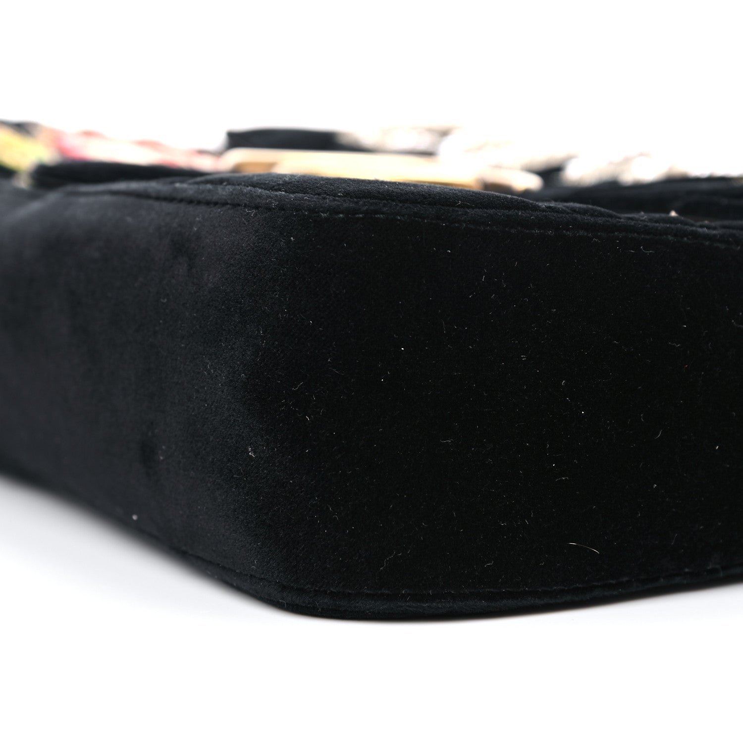 Gucci Velvet Matelasse Loved Embroidered Medium GG Marmont Shoulder Bag Black 10 of 17