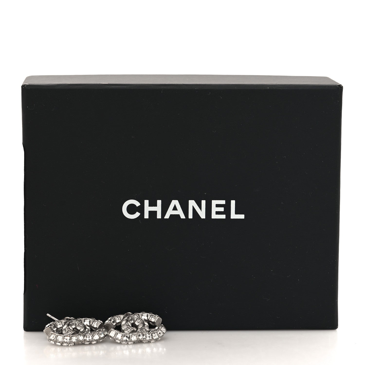 Chanel Crystal Baguette CC Drop Earrings Silver 4 of 4