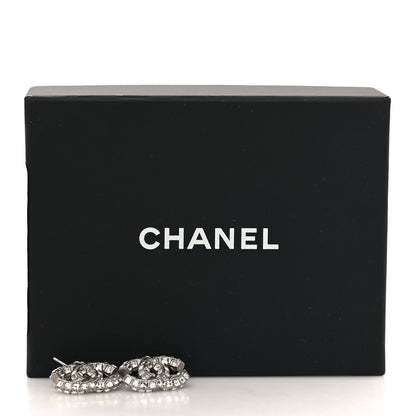 Chanel Crystal Baguette CC Drop Earrings Silver 4 of 4
