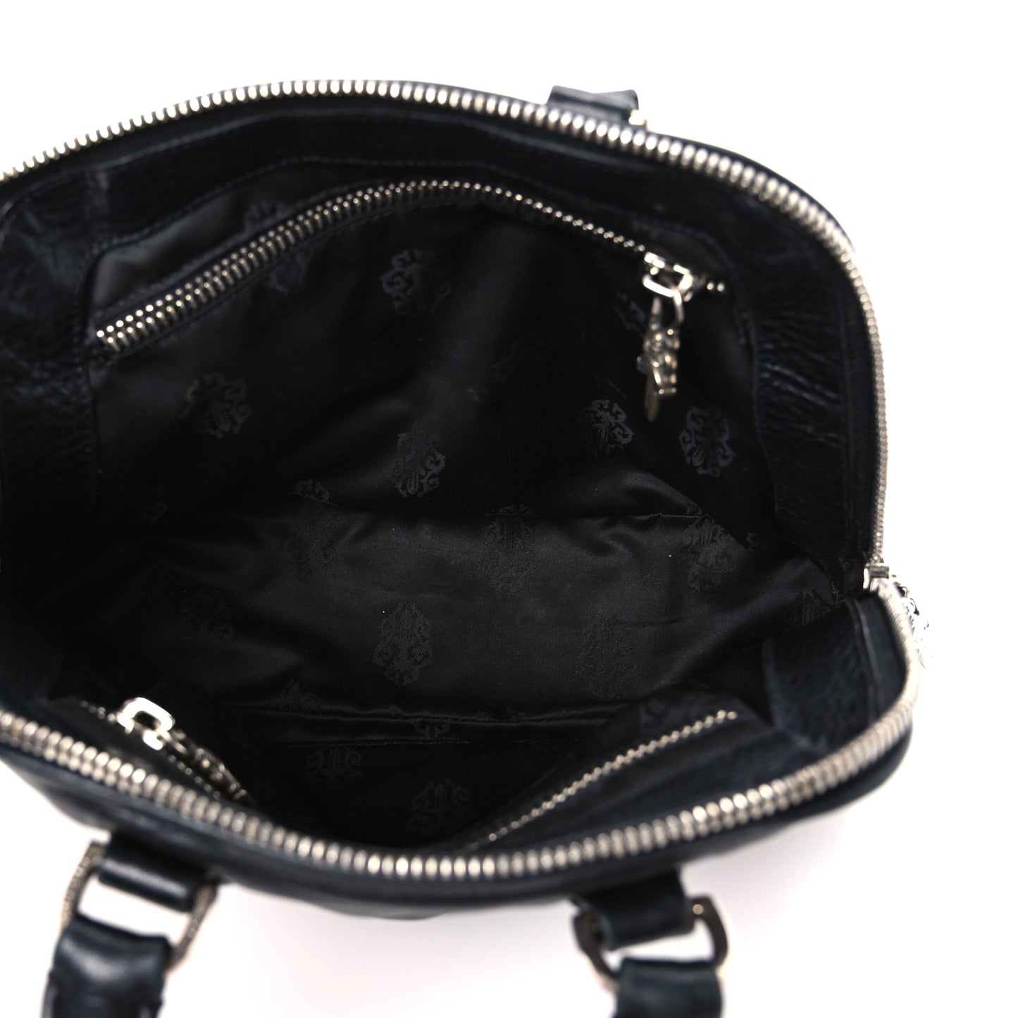 Calfskin Cross Embellished Slouchy Mo Black