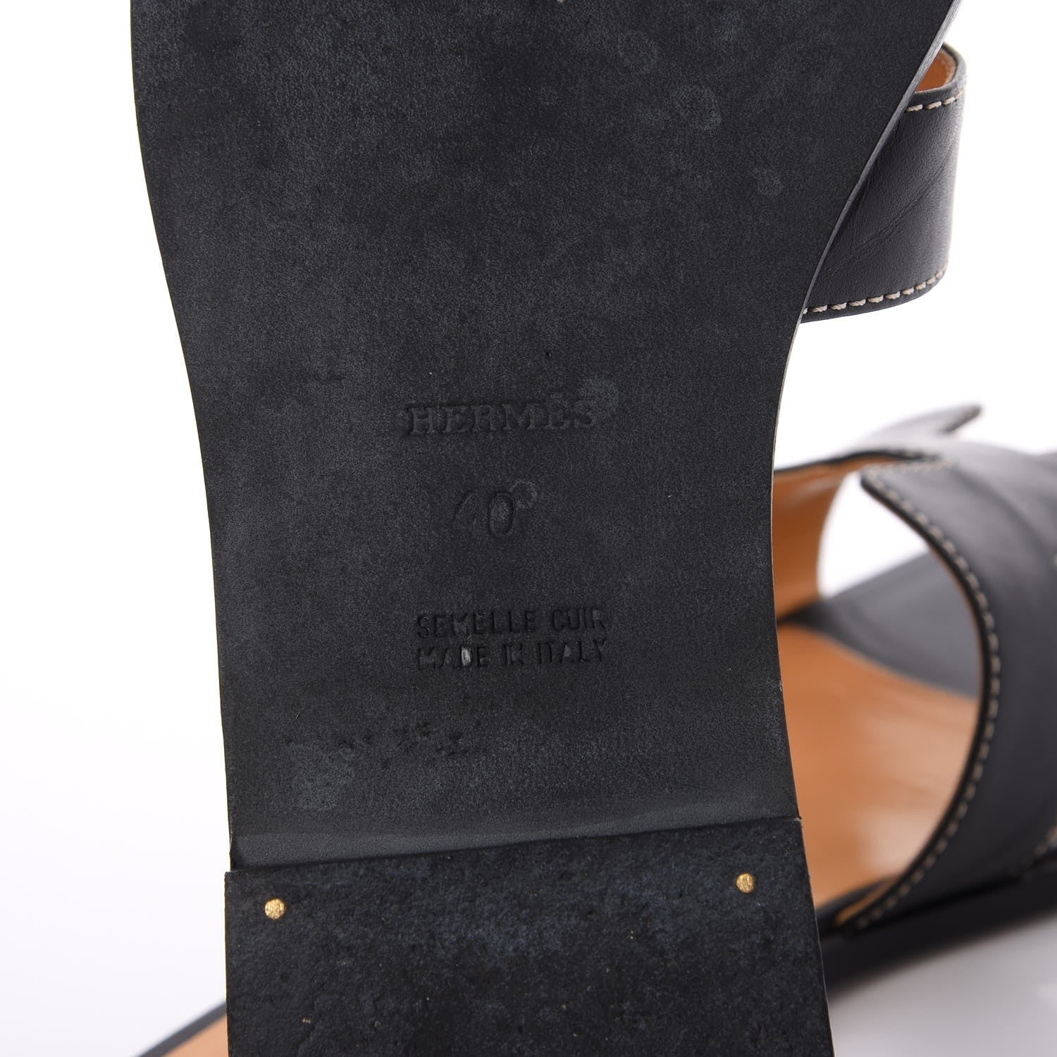 Hermes Box Calfskin Oran Sandals 40 Black 6 of 10