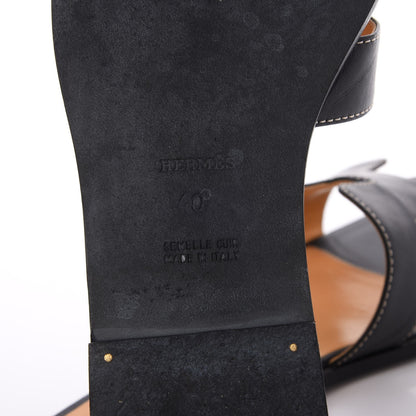 Hermes Box Calfskin Oran Sandals 40 Black 6 of 10