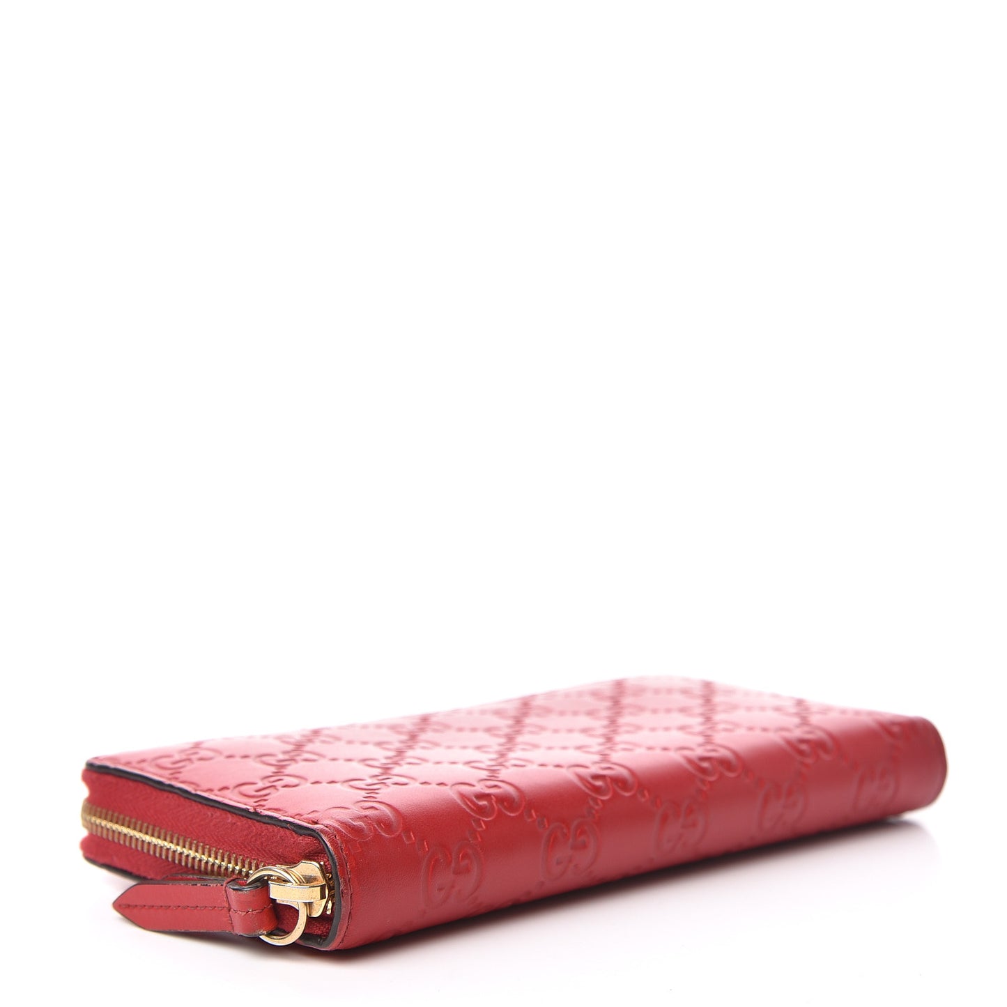 Guccissima Signature Zip Around Wallet Hibiscus Red