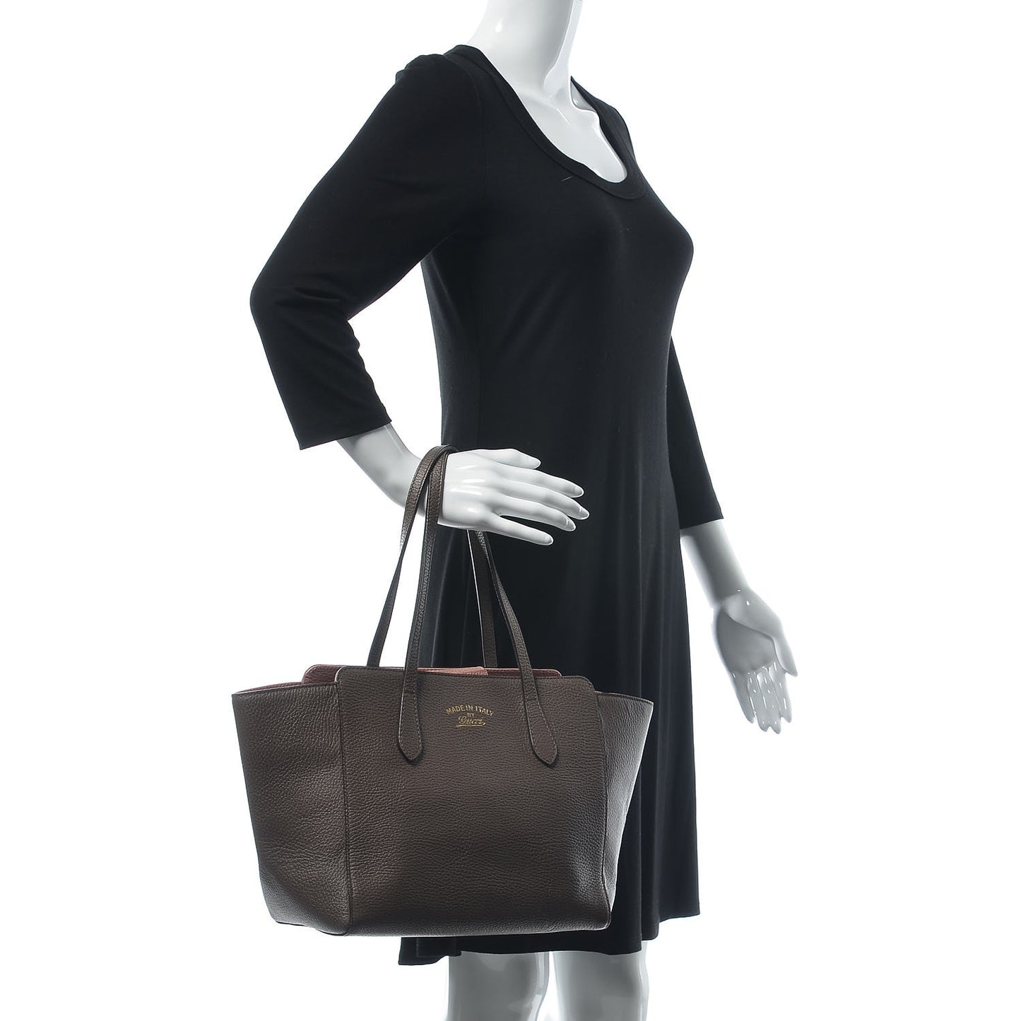Dollar Calfskin Small Swing Tote Grey Field Soft Pink