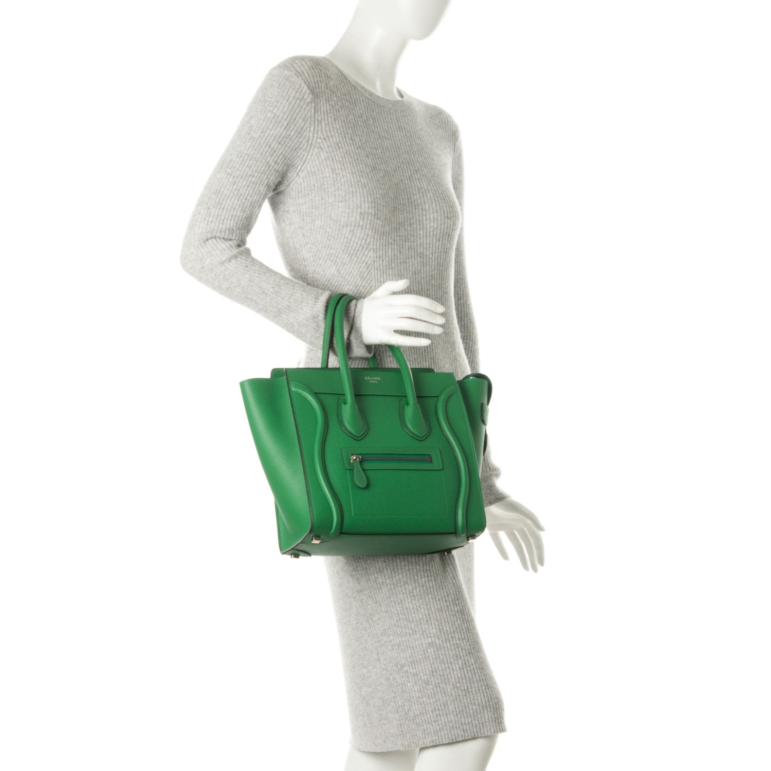 Celine Drummed Calfskin Micro Luggage Mint 2 of 8