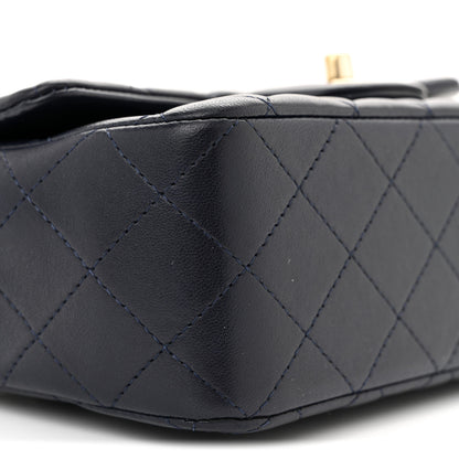 Chanel Lambskin Quilted Mini Top Handle Rectangular Flap Navy Blue 9 of 12
