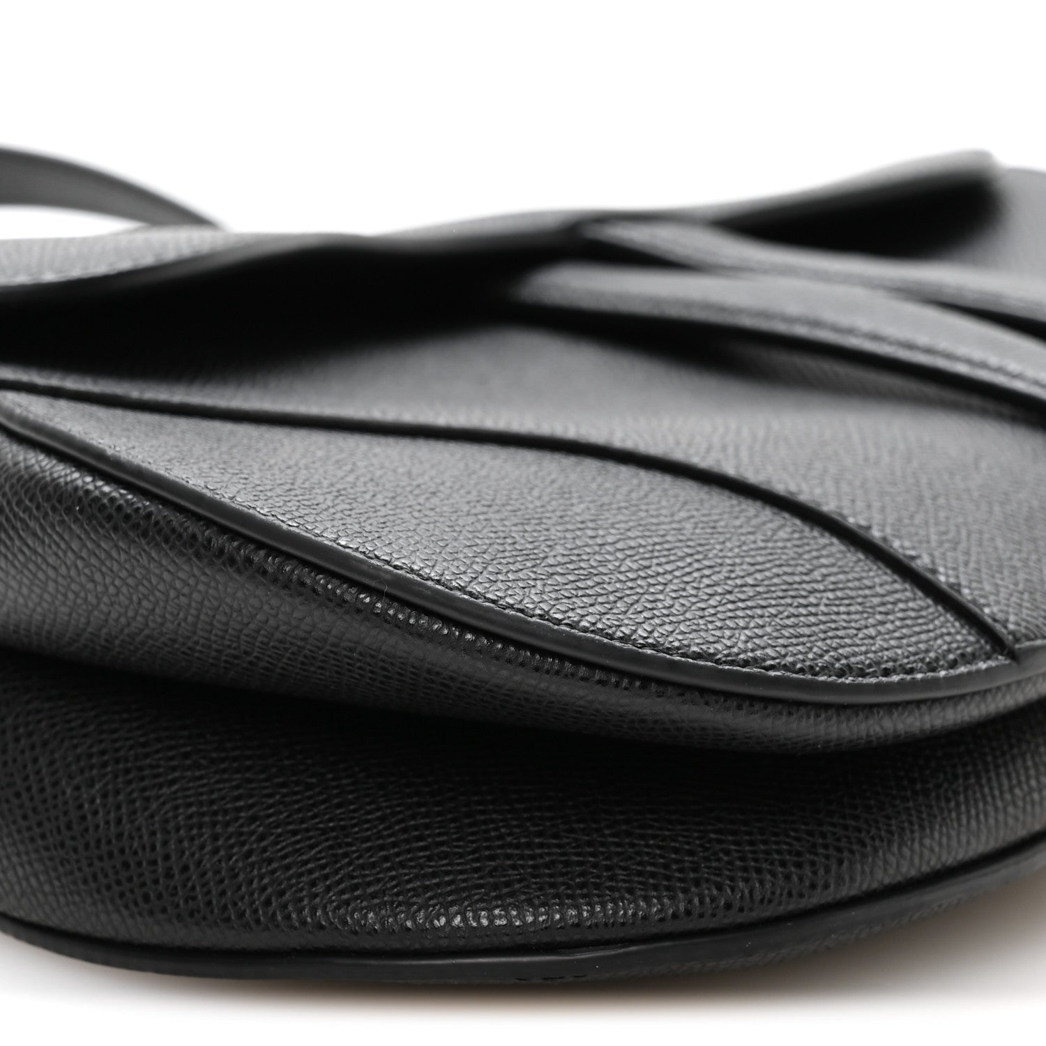 Christian Dior Grained Calfskin Saddle Bag With Strap Black 9 of 12