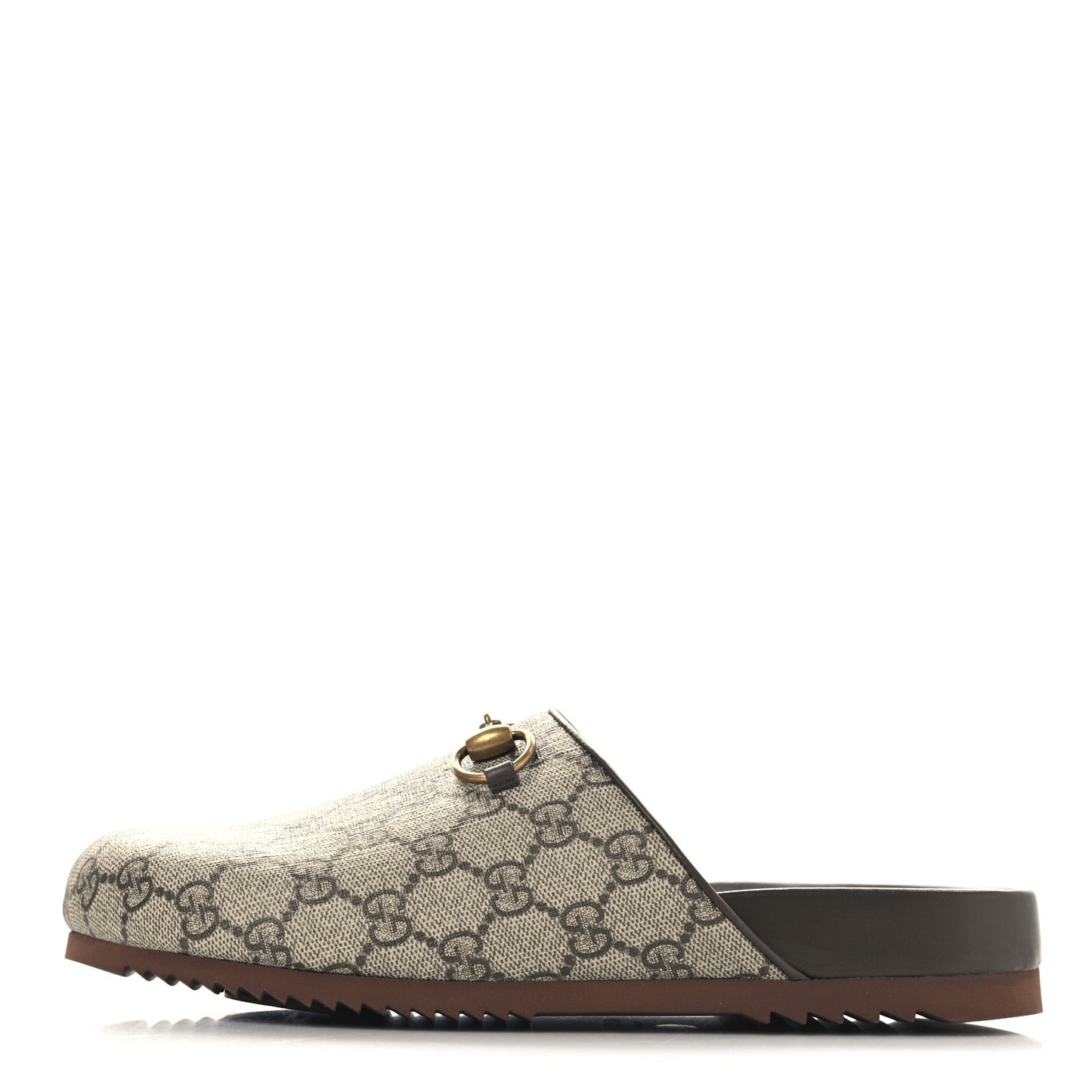 GG Supreme Monogram Miro Soft Calfskin Womens Horsebit Slippers 39.5 Beige Ebony New Acero