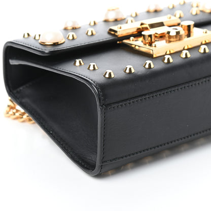 Gucci Calfskin Studded Small Padlock Shoulder Bag Black 9 of 10