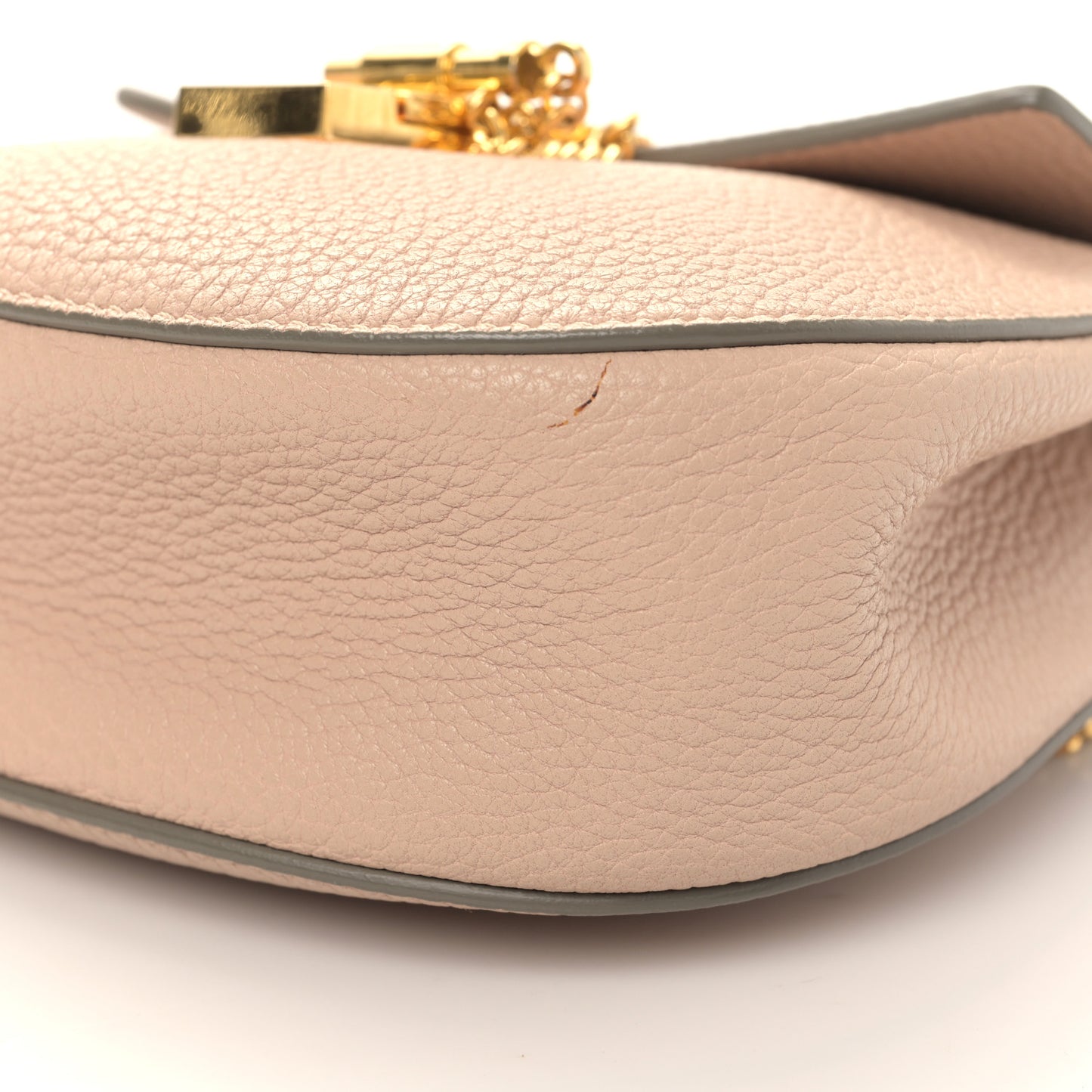 Grained Lambskin Mini Drew Shoulder Bag Cement Pink