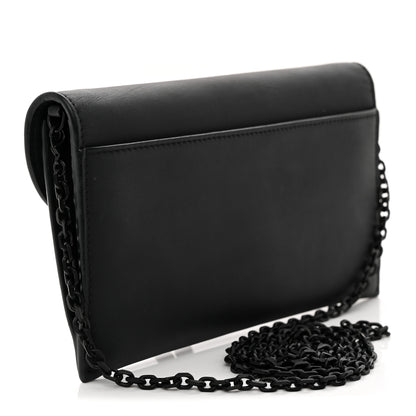Christian Dior Ultra Matte Calfskin Saddle Chain Wallet Pouch Black 4 of 11