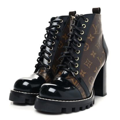 Louis Vuitton Patent Calfskin Monogram Star Trail Ankle Boots 38.5 Black 3 of 7
