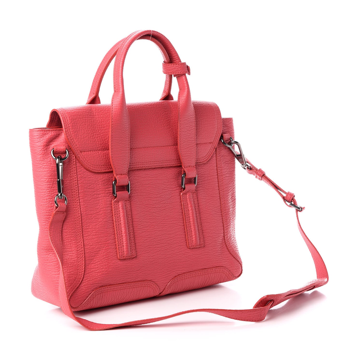 Textured Calfskin Medium Pashli Satchel Raspberry