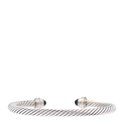 David Yurman Sterling Silver Diamond Black Onyx 5mm Cable Classics Princess Bracelet 3 of 4