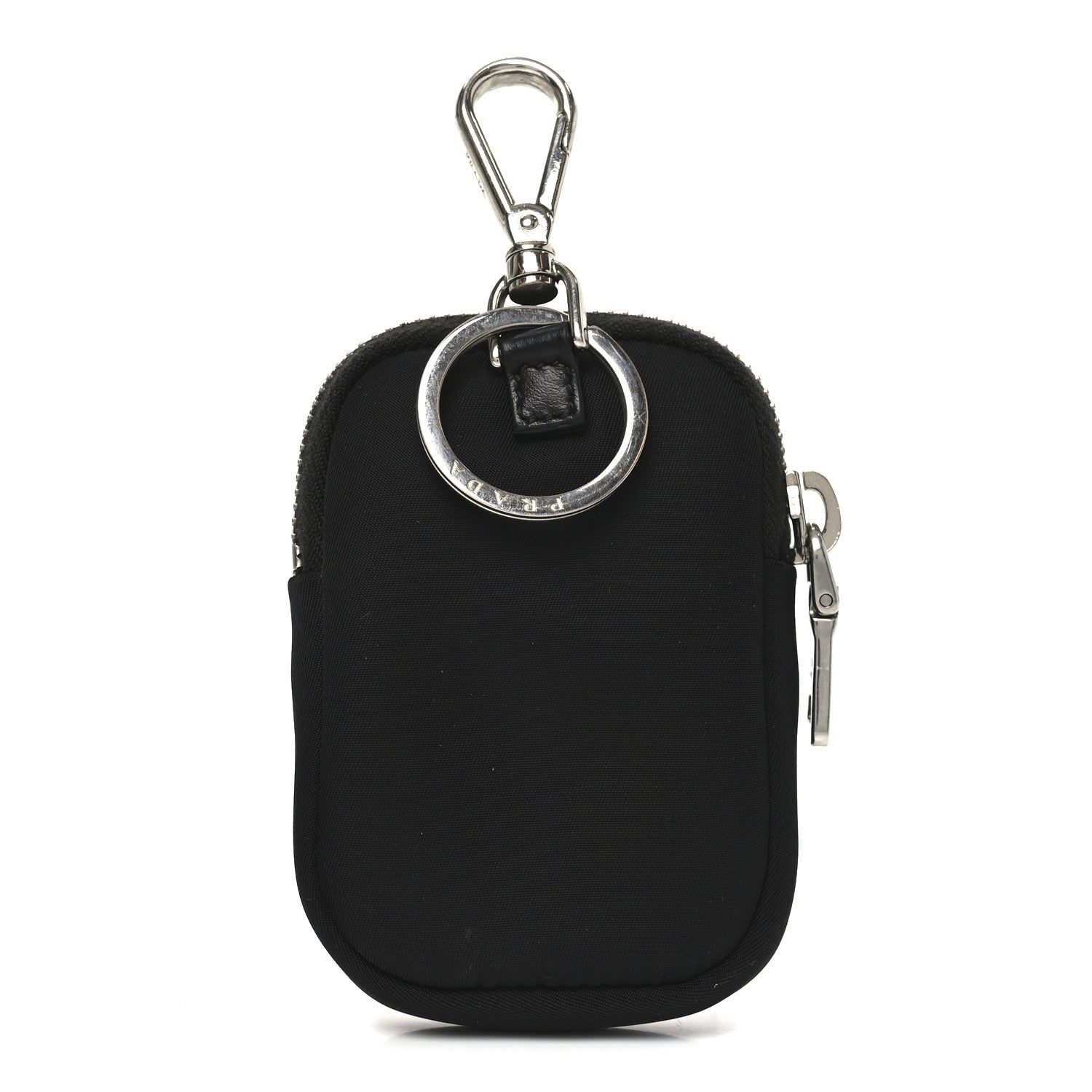 Prada Re-Nylon Pocket Triangle Padded Mini Key Chain Pouch Black 3 of 7