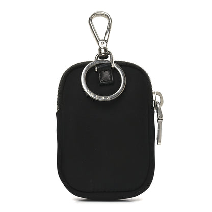 Prada Re-Nylon Pocket Triangle Padded Mini Key Chain Pouch Black 3 of 7