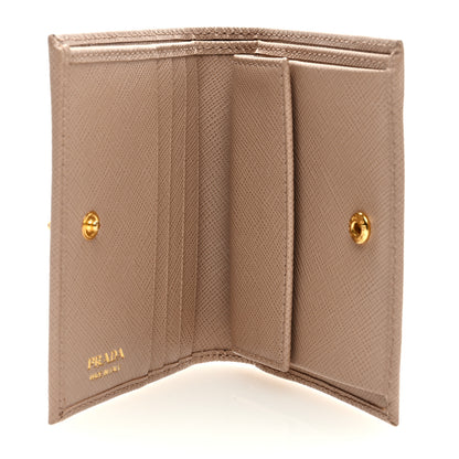 Prada Saffiano Small Triangle Bi-Fold Wallet Cipria 5 of 6