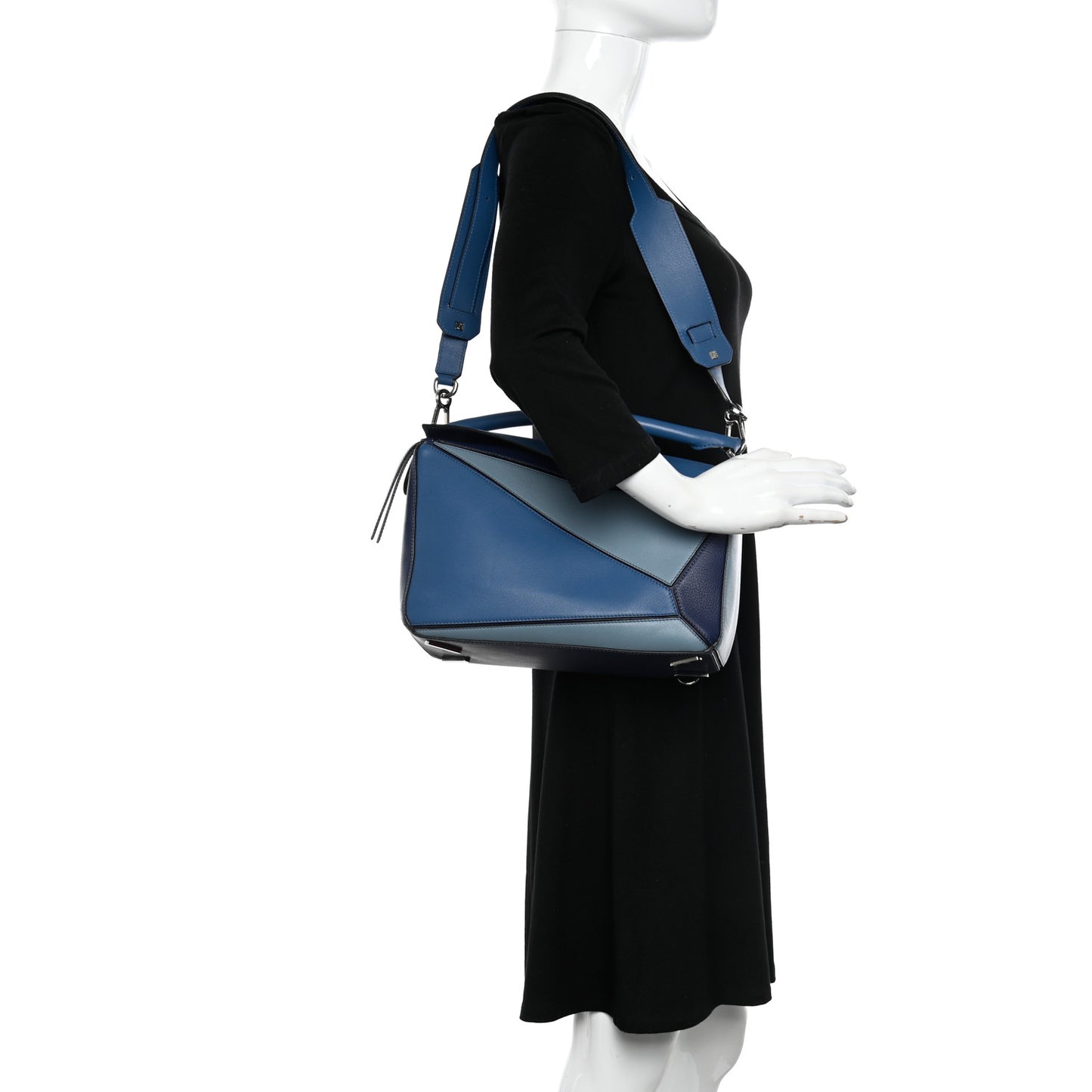 Calfskin Medium Puzzle Bag Marine Stone Steel Blue