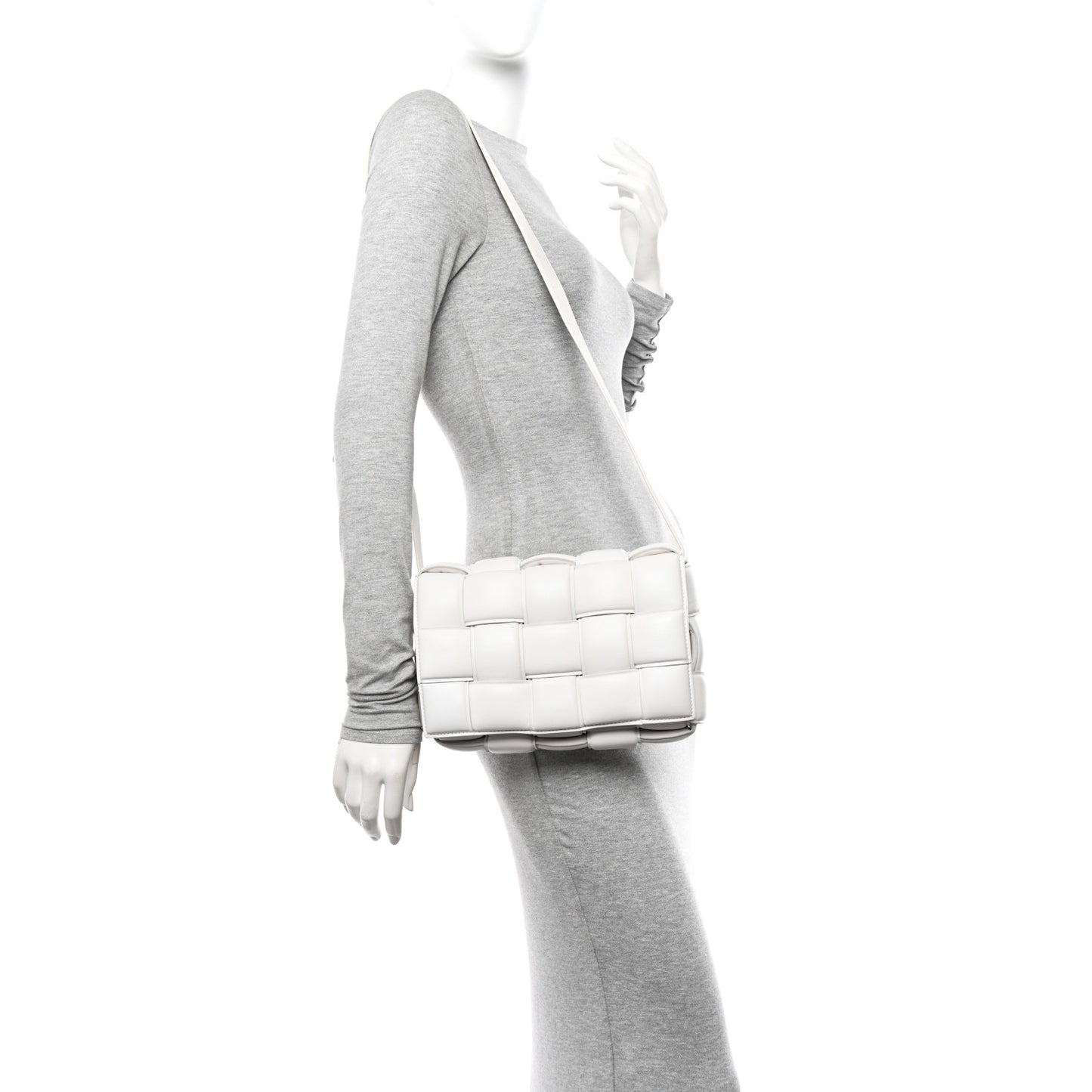 Nappa Maxi Intreccio Padded Cassette Crossbody Bag Chalk