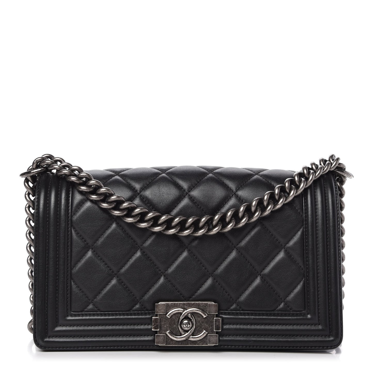 Calfskin Quilted Medium Boy Flap Black