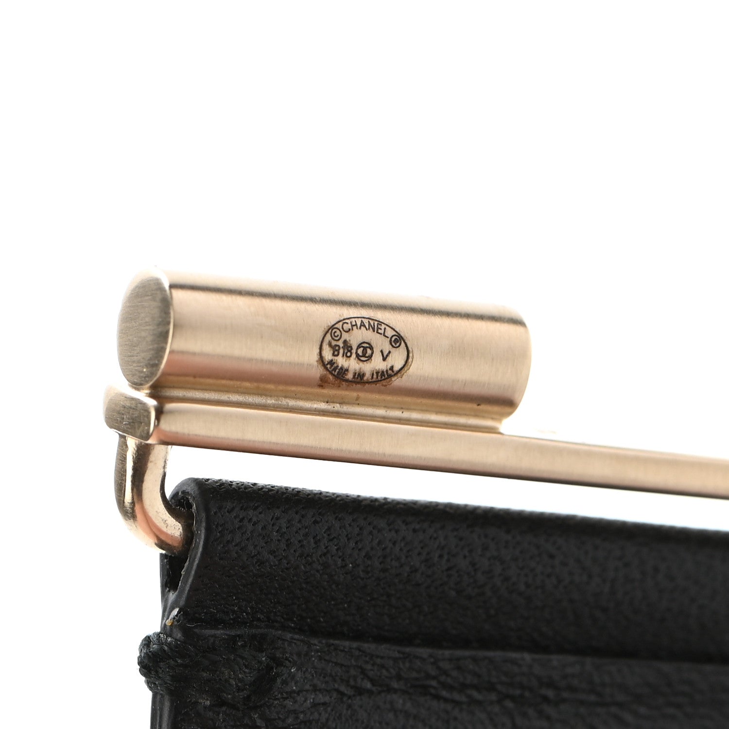 Chanel Calfskin CC Wide Cuff S Black Gold 5 of 6