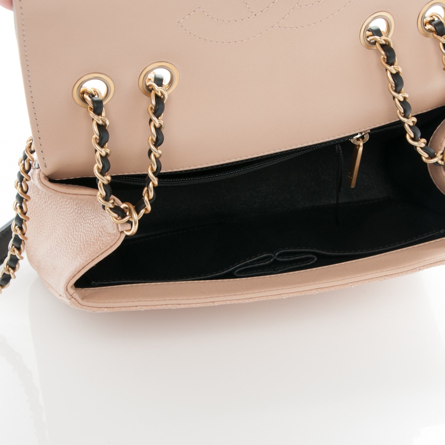 Chanel Caviar Quilted Small CC Filigree Flap Beige Black 5 of 7