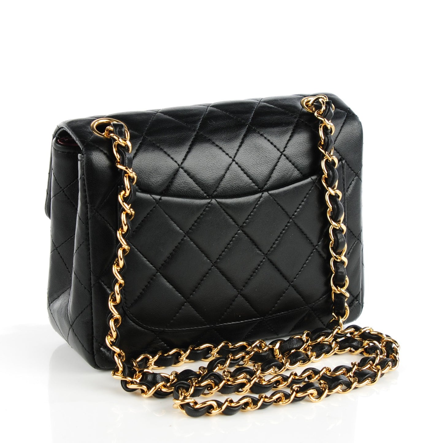Lambskin Quilted Mini Square Flap Black