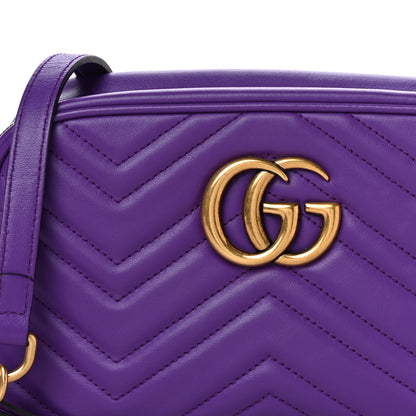Gucci Calfskin Matelasse Small GG Marmont Chain Shoulder Bag Shine Purple 7 of 12
