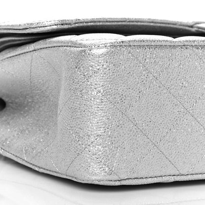 Chanel Glittered Metallic Caviar Quilted Medium Double Flap Silver 8 of 9