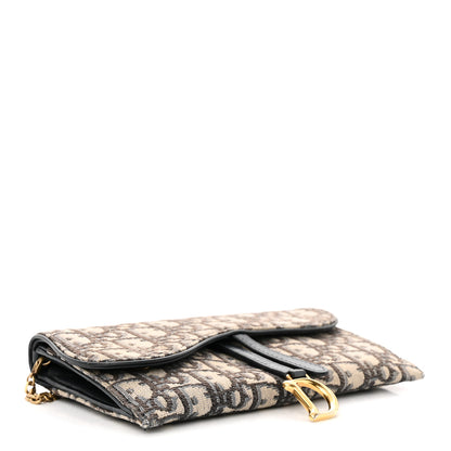 Christian Dior Oblique Saddle Chain Wallet Blue 4 of 14