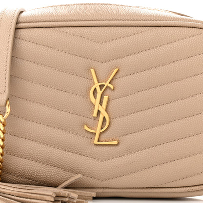 Saint Laurent Grain De Poudre Matelasse Monogram Mini Lou Camera Bag Dark Beige 8 of 12