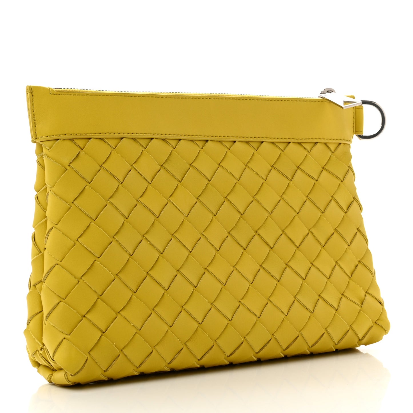 Nappa Intrecciato Flat Zip Pouch Buttercup