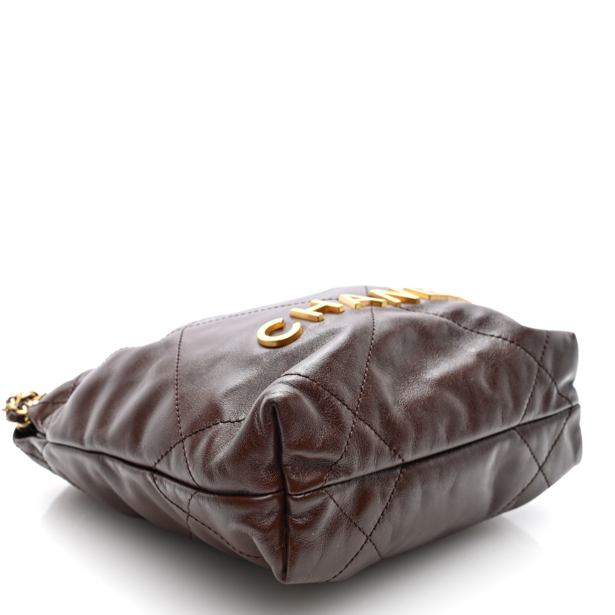 Shiny Calfskin Quilted Mini Chanel 22 Brown