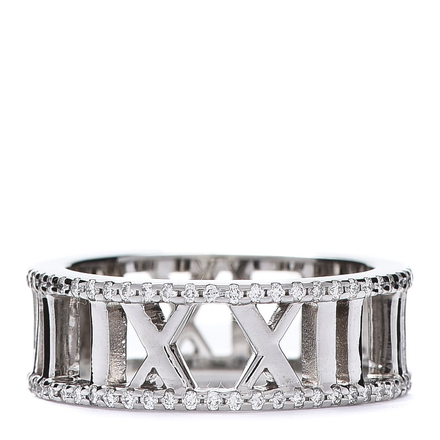 18K White Gold Diamond Atlas Open Pave Ring 52 6