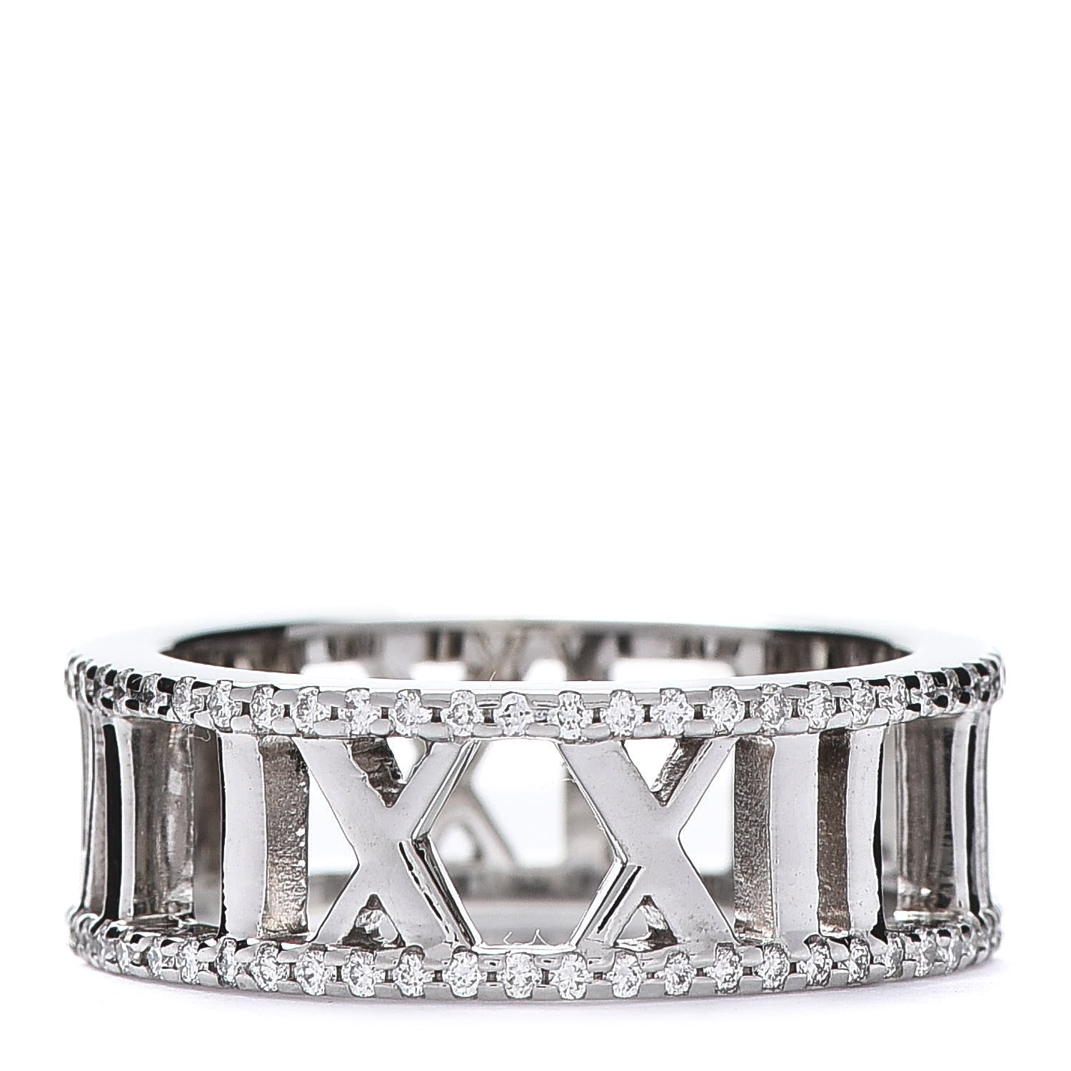 Tiffany 18K White Gold Diamond Atlas Open Pave Ring 52 6 1 of 5