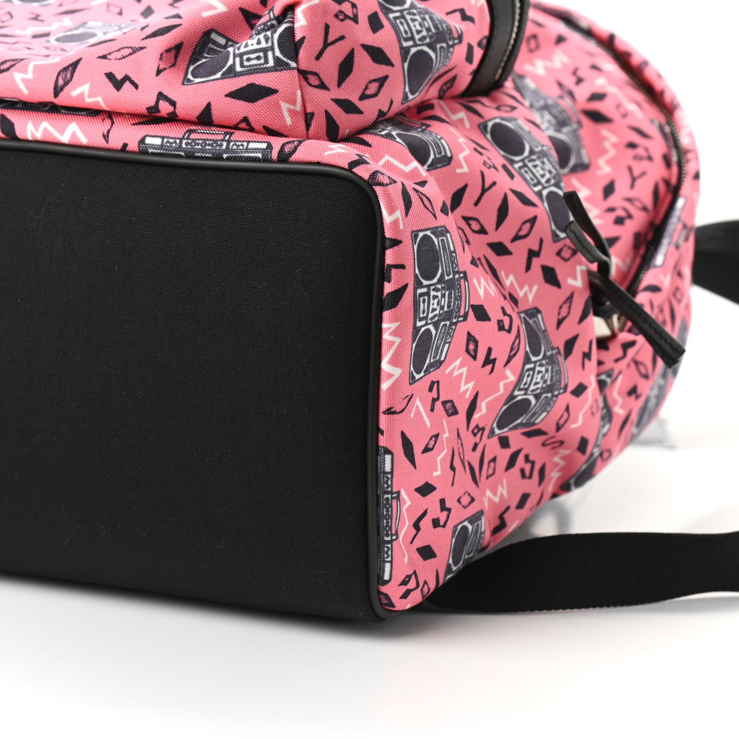 Canvas Radio Print City Backpack Pink