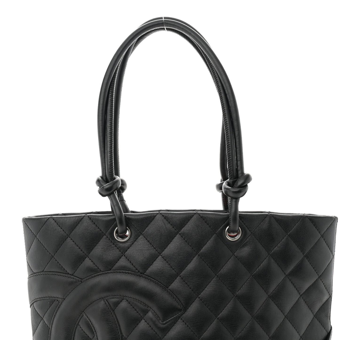 Calfskin Quilted Medium Cambon Tote Black