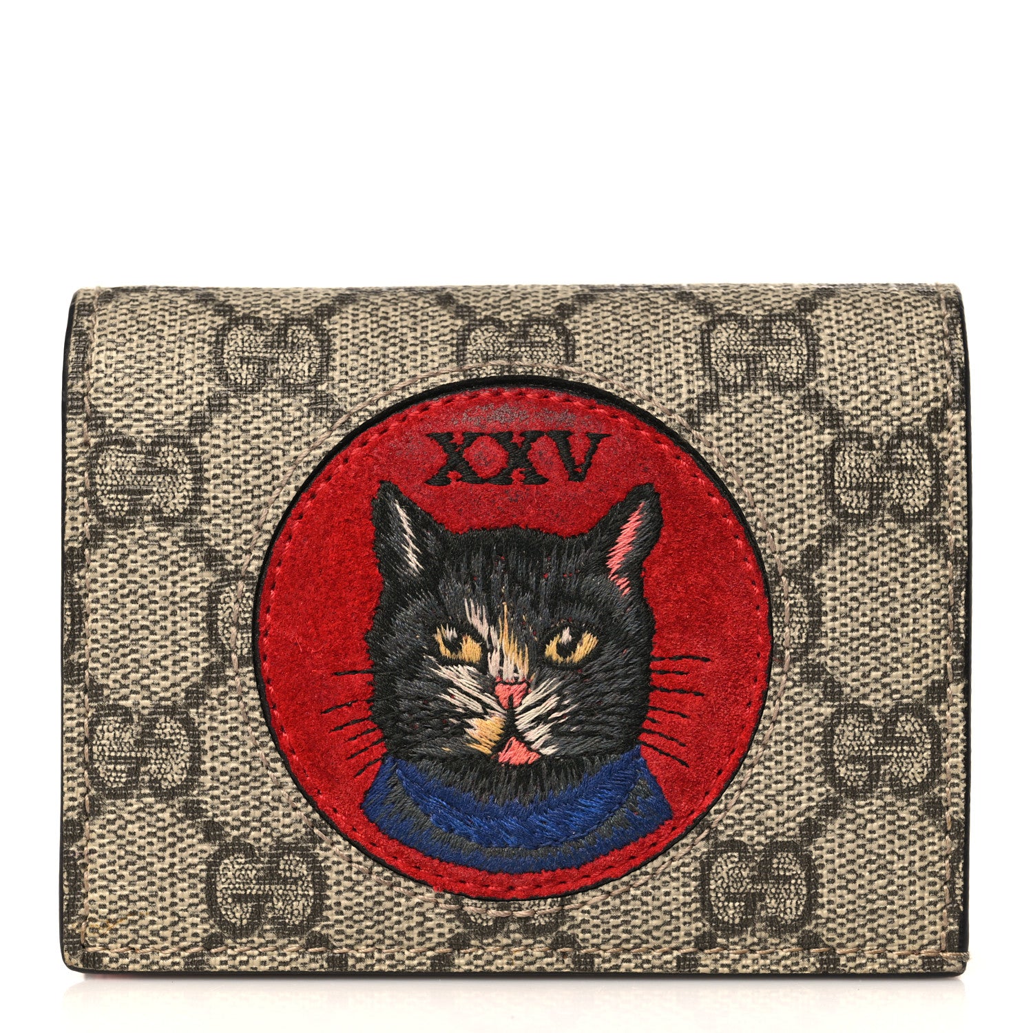 Gucci Soft GG Supreme Monogram Mystic Cat Card Case Wallet 1 of 7